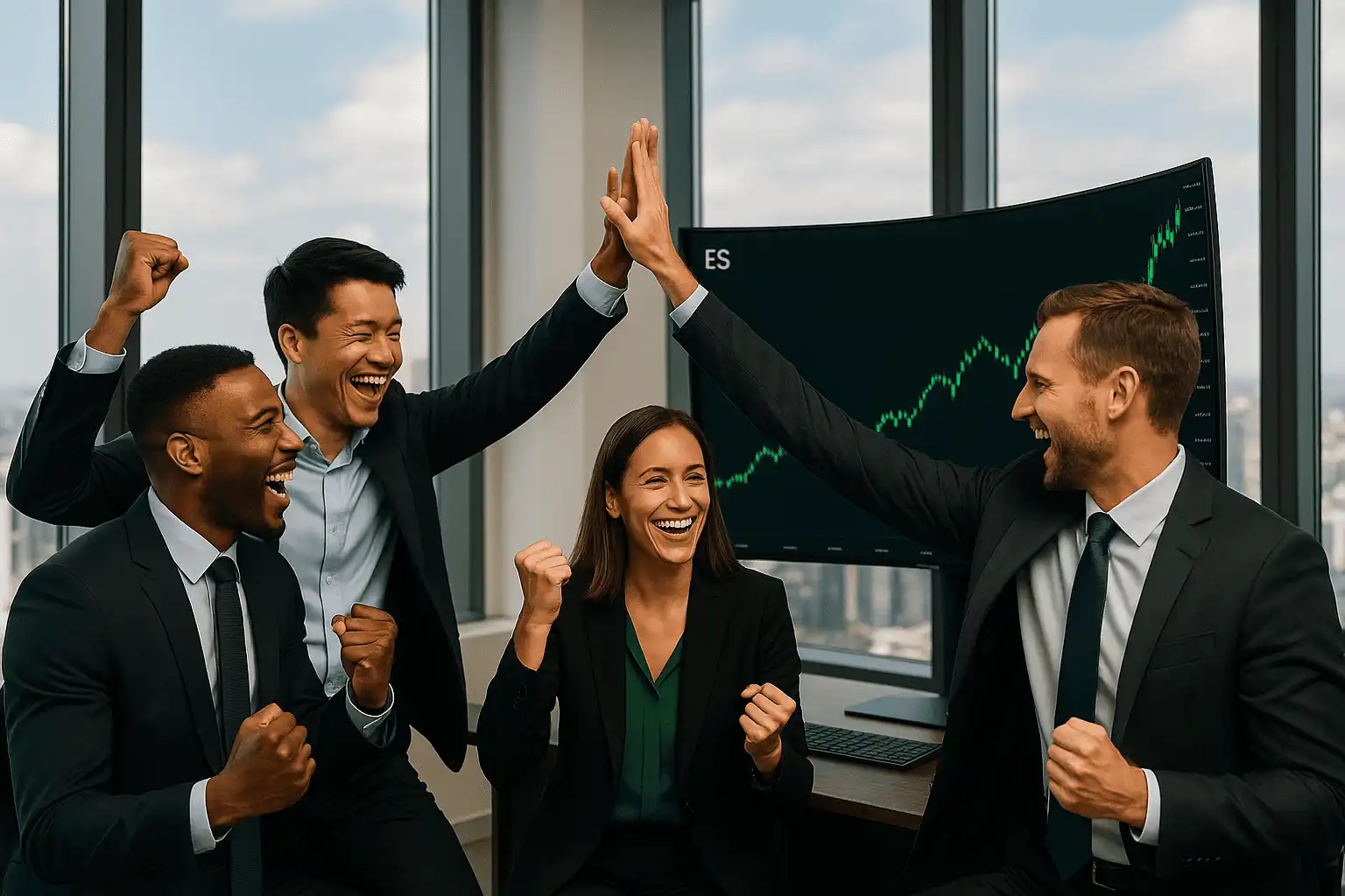 Foto del equipo T4L Trading4Life durante una sesión de análisis